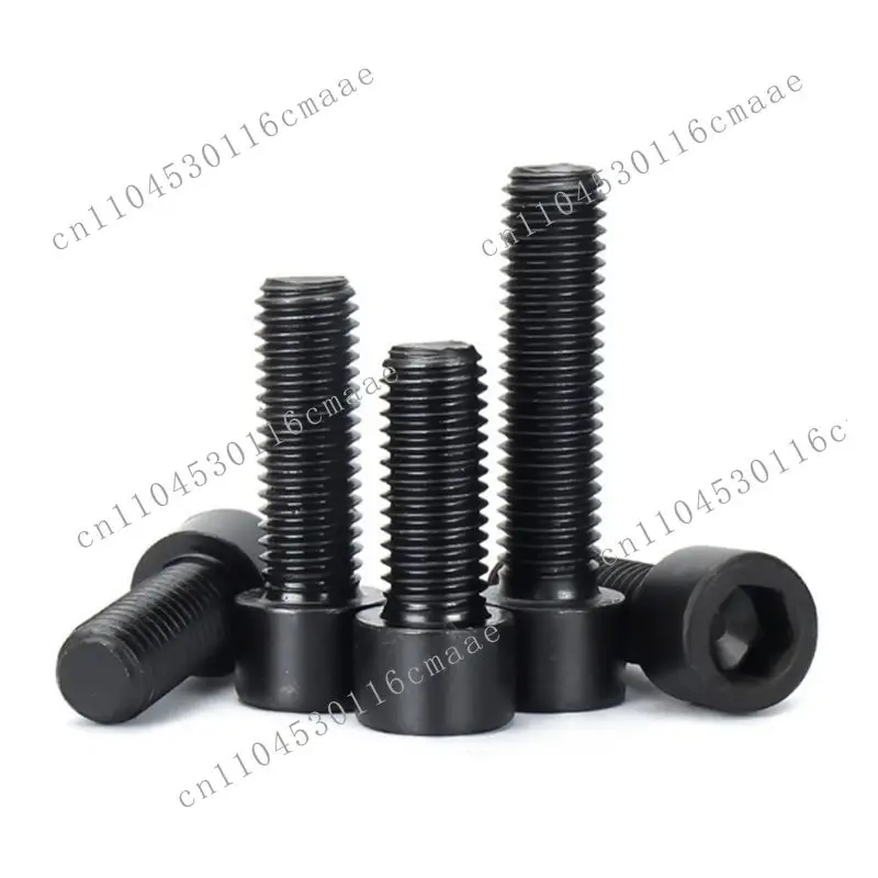 Custom 12.9-grade black hex socket screws, blackened full-thread cylindrical head, high-strength cup-shaped bolt factory