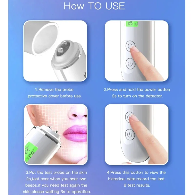 Stylo détecteur de peau numérique LCD, testeur de peau du visage, eau intelligente, huile, contenu Fluorescent, analyseur d'humidité du visage, outil de soins de la peau