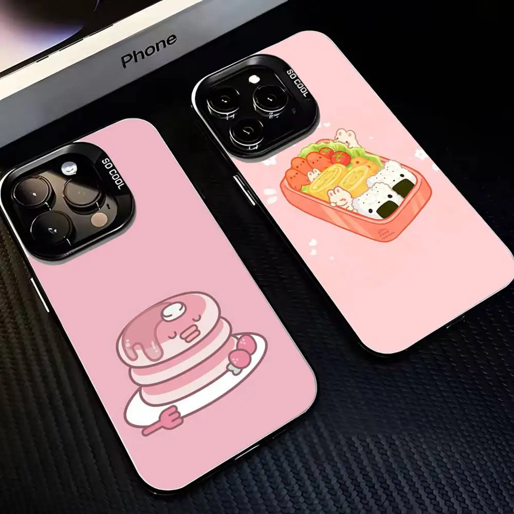 

Flat painted food Phone Case For iPhone17,16,15,14,13,12,11 Plus,Pro Max Black Matte Shockproof Cover