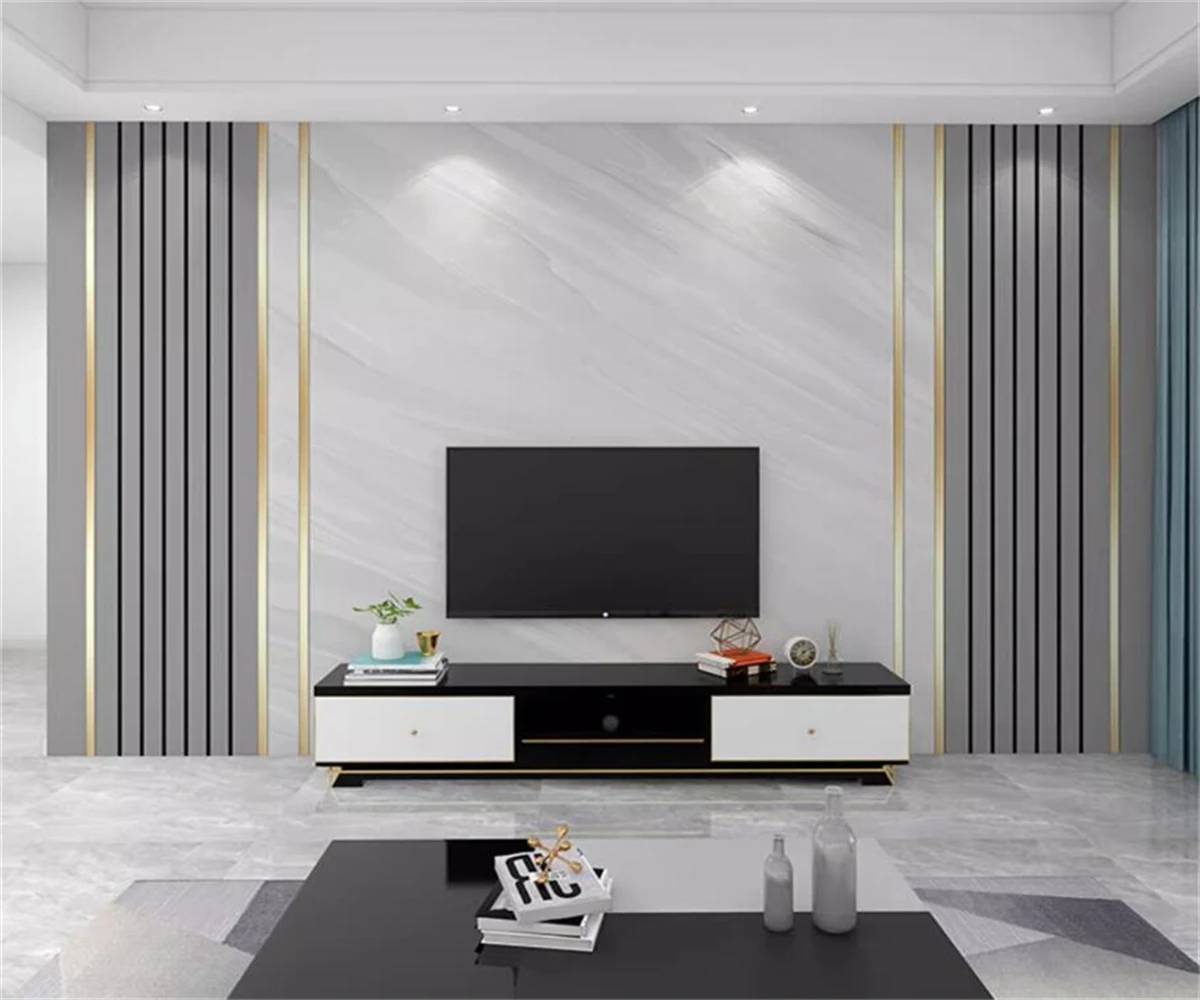 beibehang Customized modern striped Nordic minimalist high-end living room, TV background decoration, restaurant wallpaper