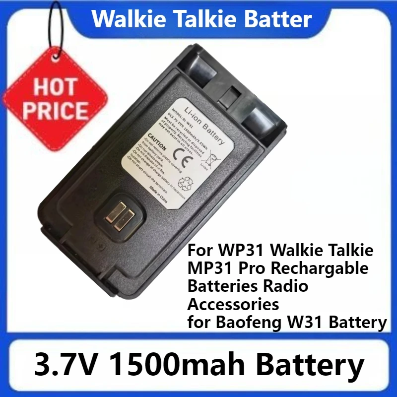 

Для WP31 Walkie Talkie MP31 Pro перезаряжаемые батареи радиоаксессуары для Baofeng W31 аккумулятор 1500 мАч DC3,7 В USB-C зарядка