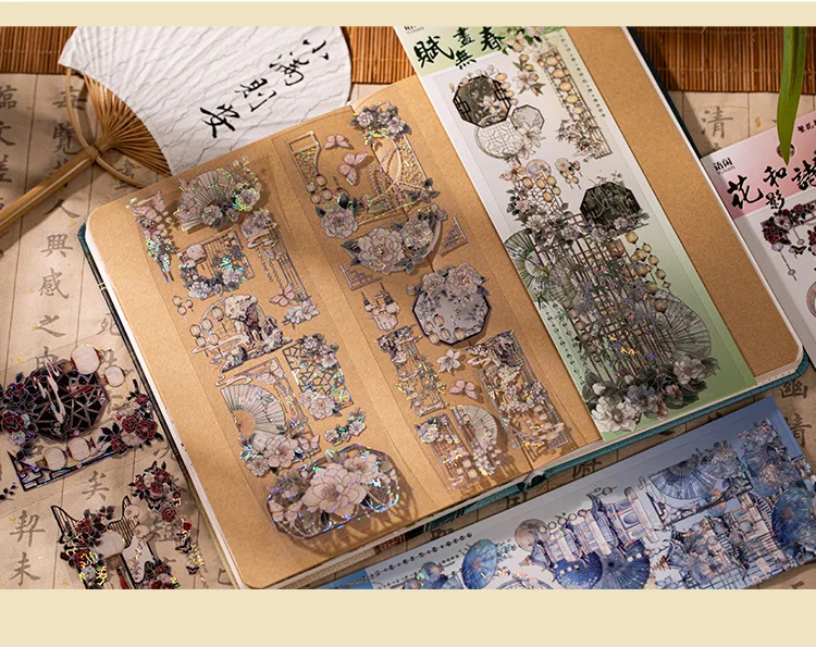 1 Packung/3 Stück chinesischer Stil, lange Streifen, Goldfolienaufkleber, DIY, handgefertigt, für Album, Scrapbooking, Dekorationszubehör – Detail 14
