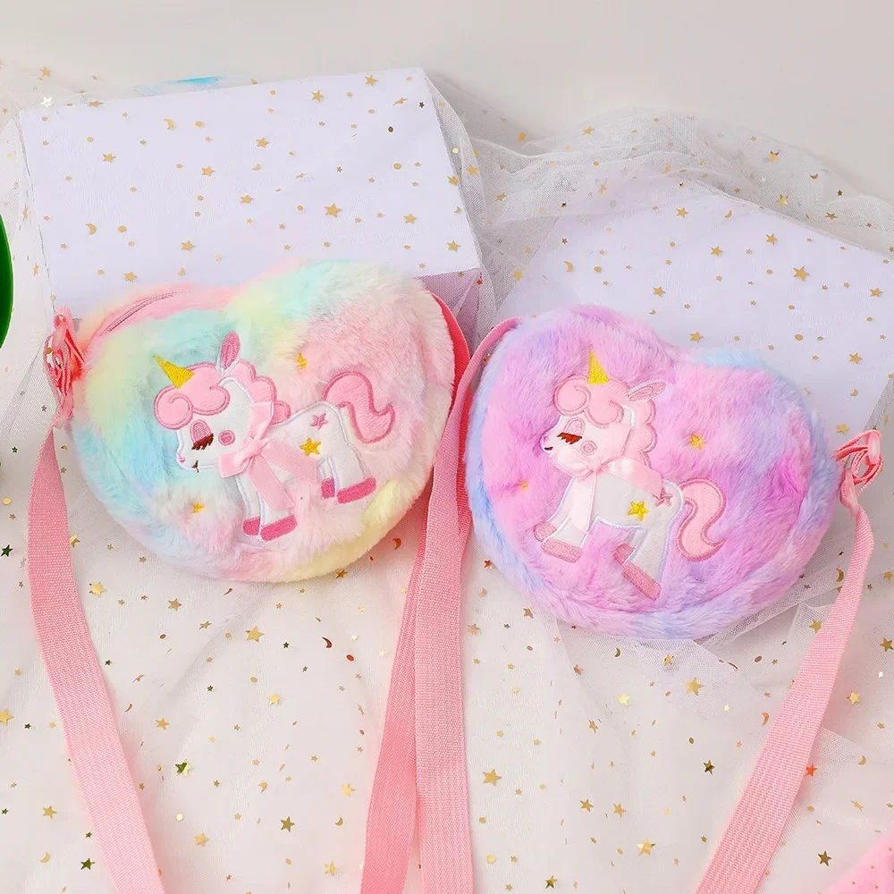 

Love Unicorn Crossbody Bag for Girls Kids Cute Plush Shoulder Bag Children Cartoon Crossbody Bags Kawaii Coin Purse Coin Pouch