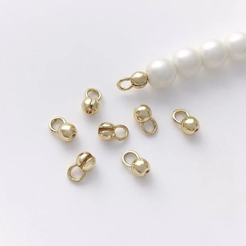 5Pcs Brass Crimp Cover Bead Tips Crimp Knot Covers Beads End Tips Connector Clamshell Fold Over Cord End Caps for Jewelry Making