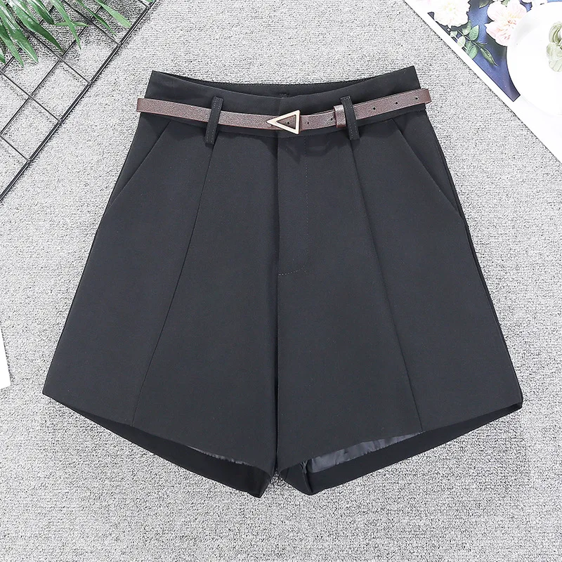 Spring Summer Casual Women's Shorts A-Line High Waist Short Chic Office Lady Shorts With Belted Y2k Vintage Female Trousers Tide