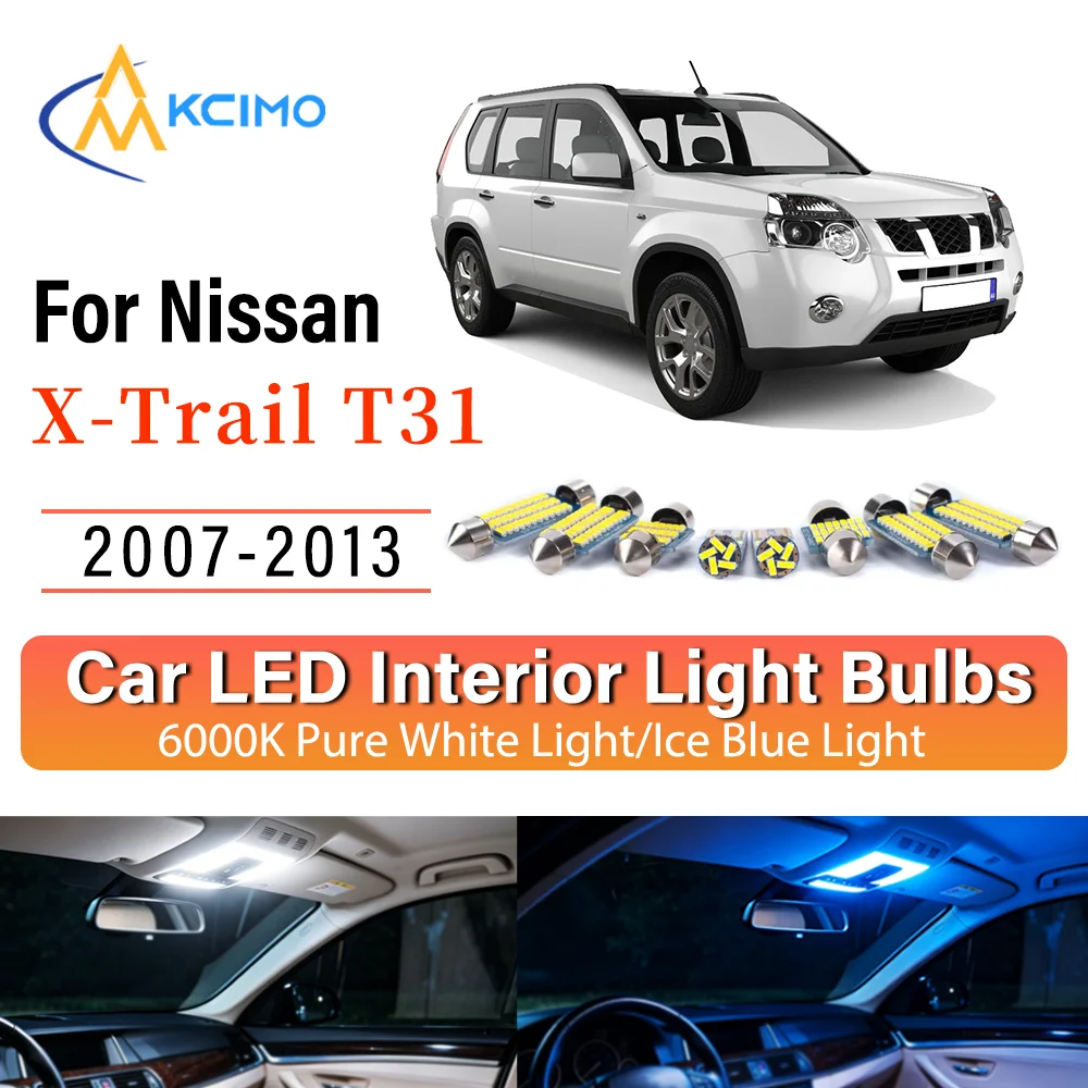 

Interior Lighting Kit For Nissan X-Trail T31 2007-2013 LED Bulbs for Dome Map Door Trunk License Plate Light