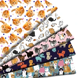 Animals Cute Cat Printed Polyester Pure Cotton Material By the Meter Patchwork Tissue Sewing Quilting Fabrics Needlework