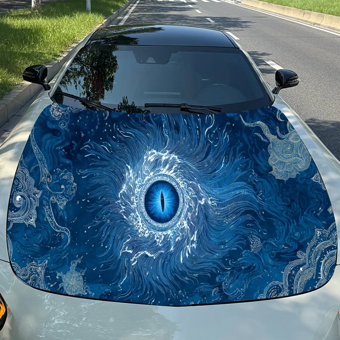 

Mystical Blue Symbol Car Hood Stickers - Self-Adhesive, Waterproof and Durable Vinyl Wrap, Decorate And Protect Your Car, Fit Fo
