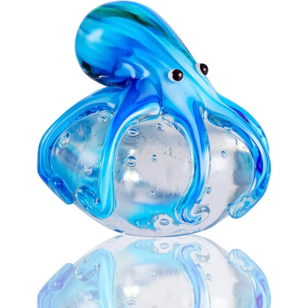 

Фигурка осьминога ручной работы из дутого стекла, пресс-папье, украшение, милое морское животное, домашний декор, подарок на Рождество, день рождения, офис, вечеринку