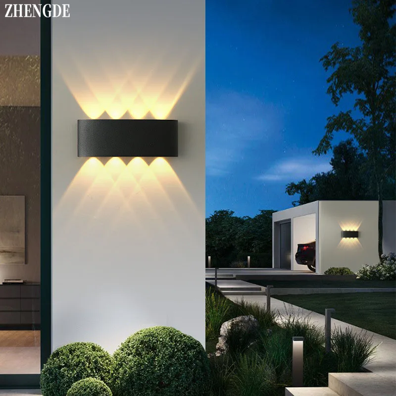 Luz LED de pared impermeable para exteriores, iluminación de aluminio para jardín, pasillo, AC86-265, dormitorio, sala de estar, escalera, IP65