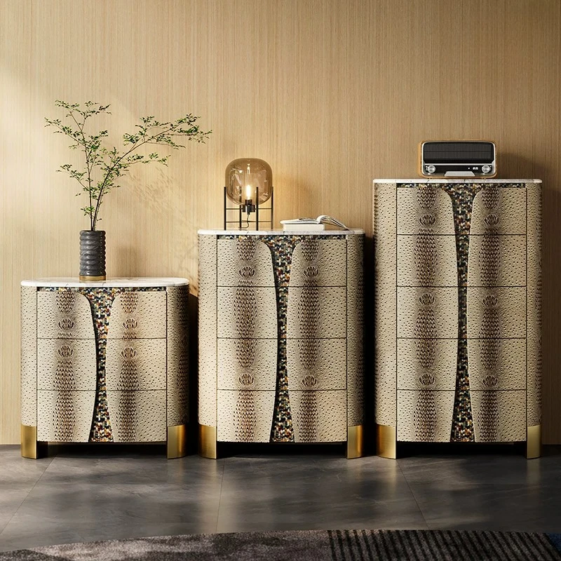 Italian Modern Marble Chest Of Drawers Custom Bedroom Storage Cabinet