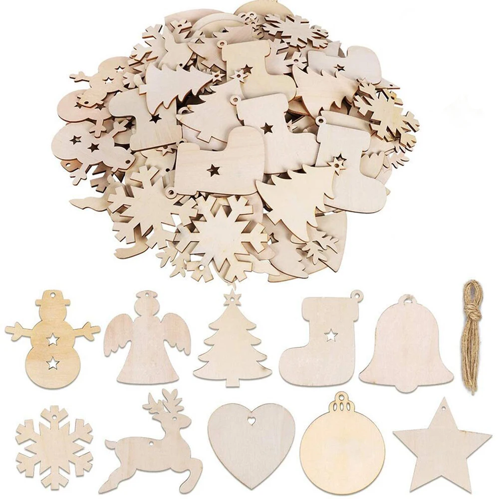 Wooden Crafts Creative Christmas Tree Pendants Engrave Wood Holiday Party Decorations Hangtags