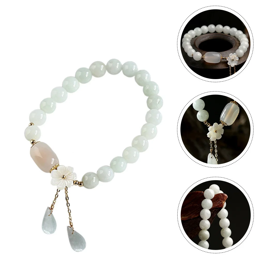 

Stone Bracelet For Women Elastic Gemstone Jewelry Rust Resistant Smooth Beaded Wristband Fashion Hand Chain Accessory