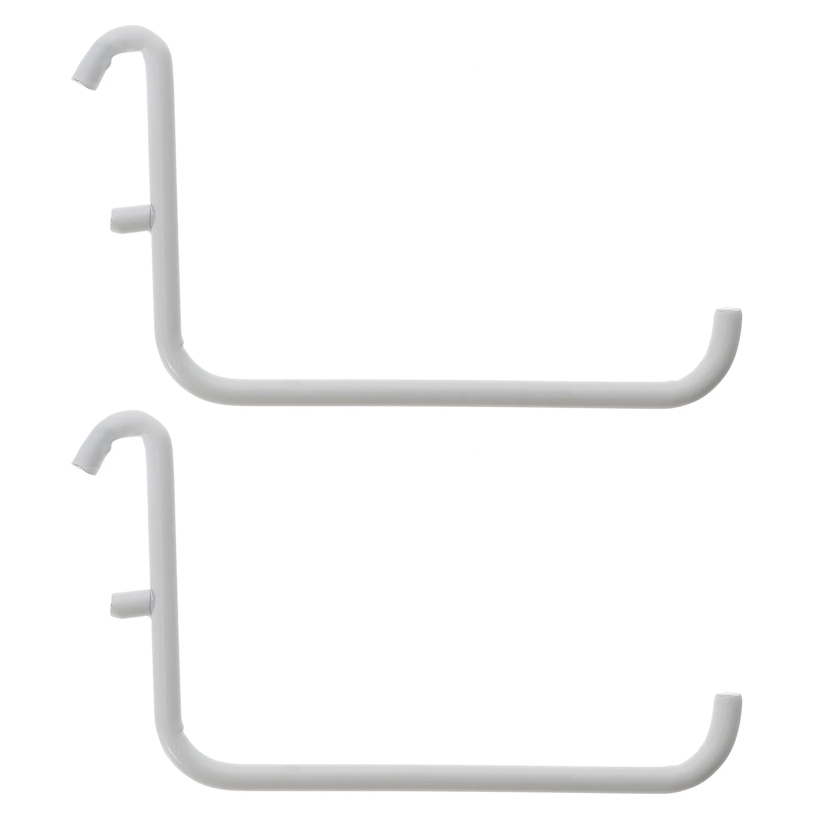 2 Pcs Desktop Stand Perfboard Brackets Heavy Duty Hooks Pegboard Hanging White Iron Hangers