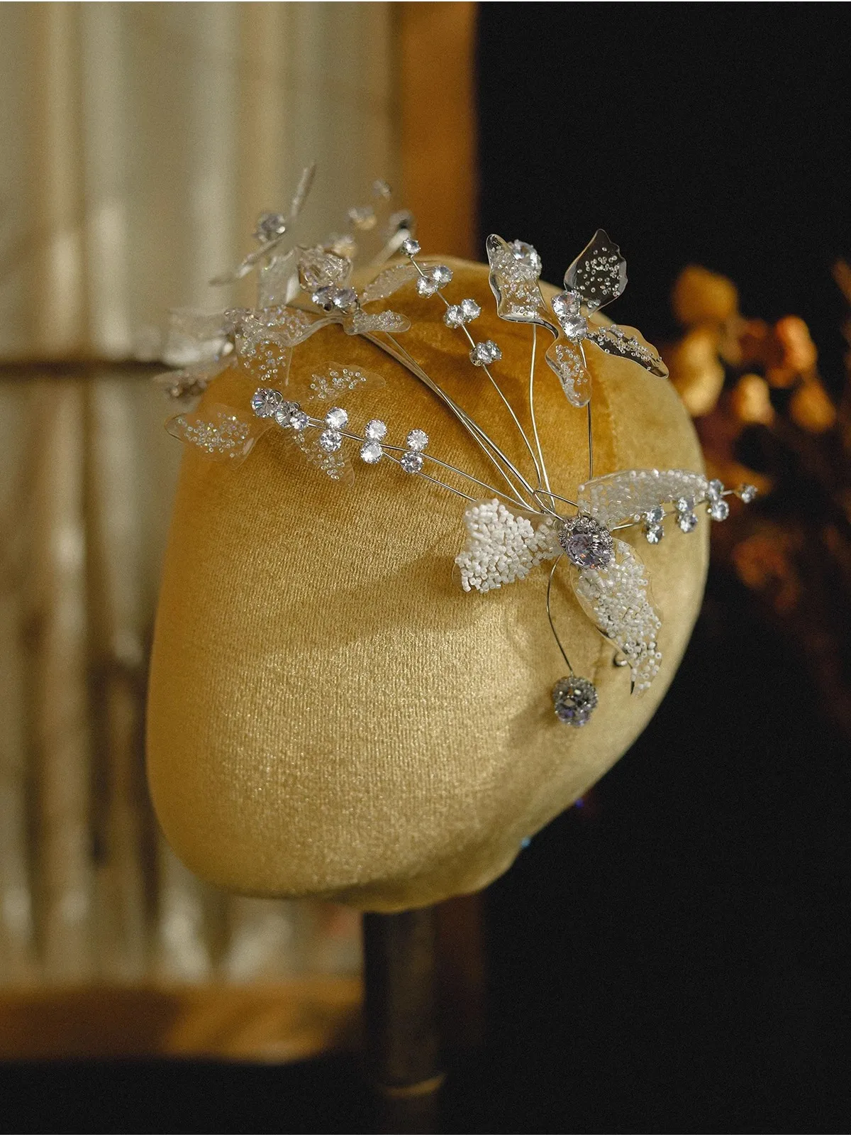 CC Fasce per capelli per donna Accessori da sposa Copricapo da sposa Fidanzamento Hairwear Forma di farfalla Diademi Gioielli brillanti AN516