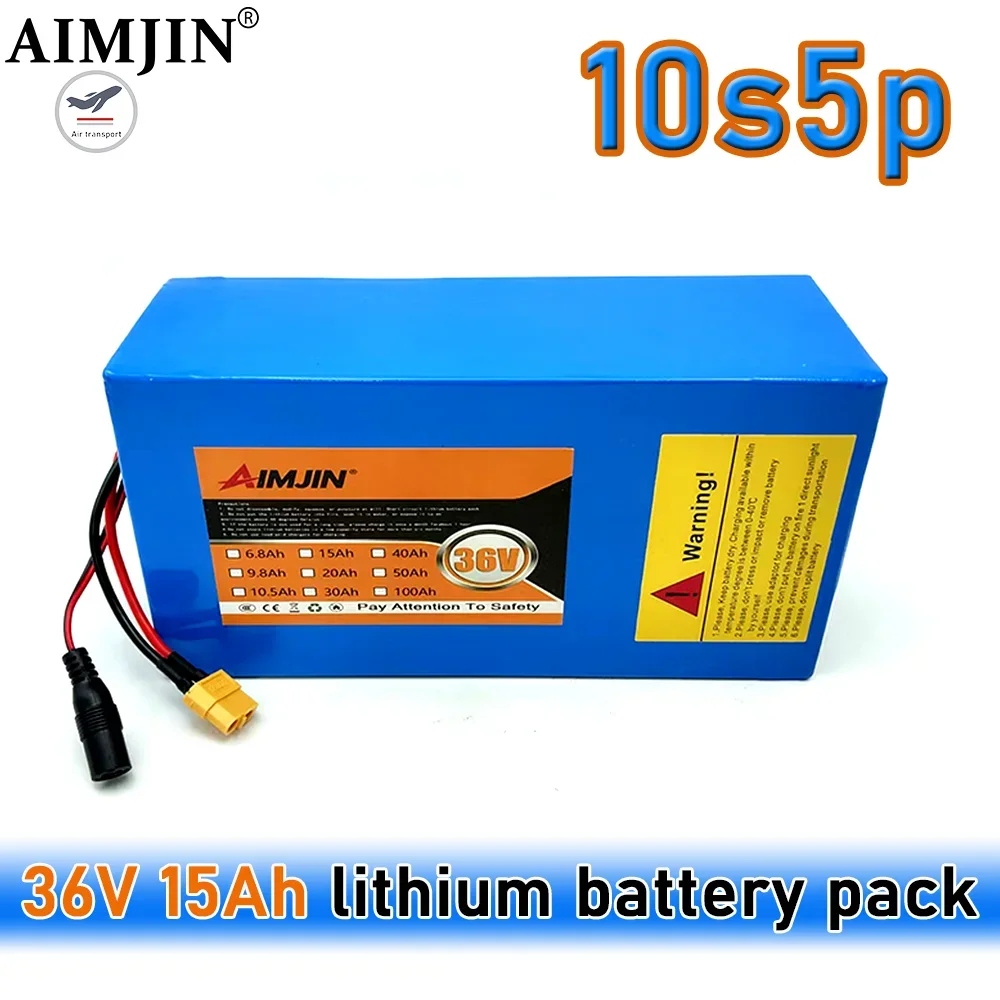 10s5p 36v 15Ah 18650 high-power rechargeable lithium battery XT60,DC,XT30 + charger, used for electric motorcycles,bicycle