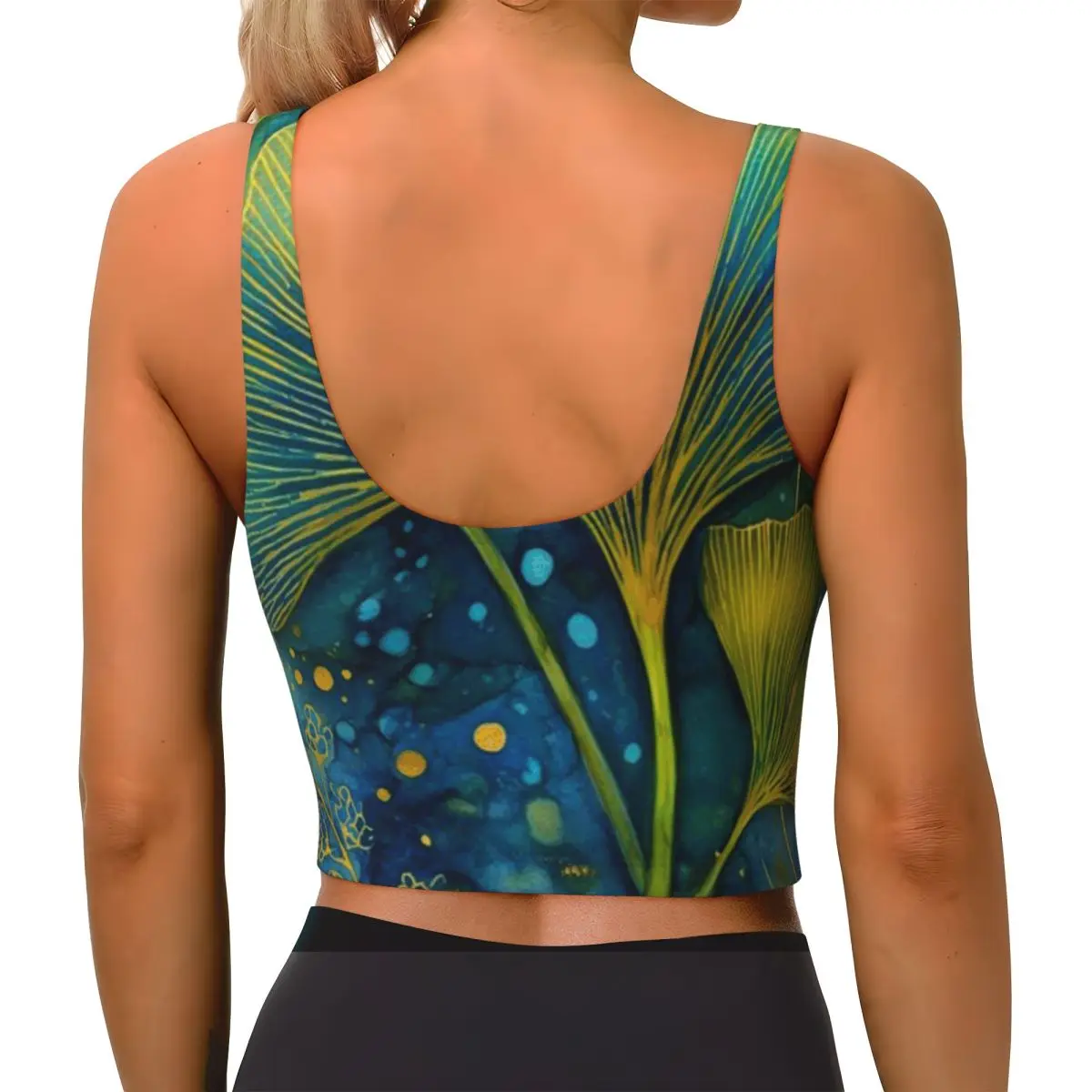Outdoor Sports Top Colorful Ginkgo Leaves Watercolor Painting Daily Workout Lightweight Fitness Vest