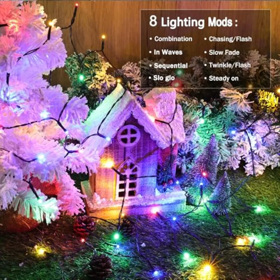 Battery Operated Christmas Lights - 2 Pack Total 33Feet 100 LED Battery String Lights 8 Modes Waterproof with Timer for Home, G