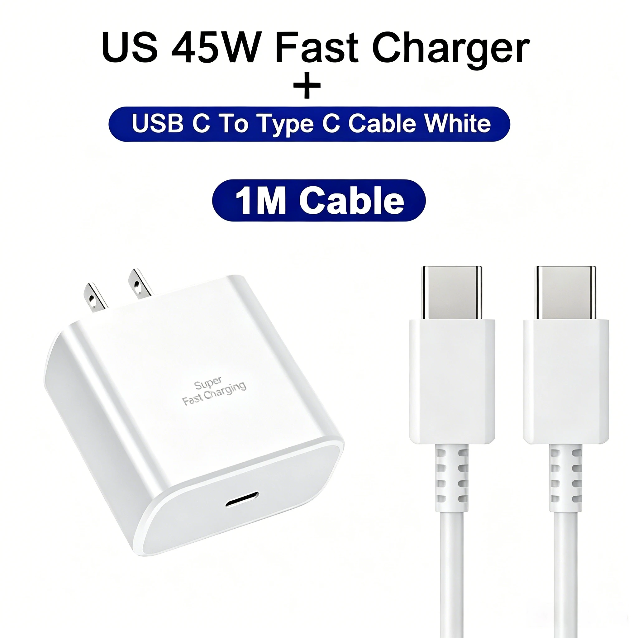 PD 45W Samsung-Ladegerät für Superschnelles Laden von Samsung Galaxy S25 S24 26 Ultra A55 A56 S22 S21 S20, Ladekabel USB auf C