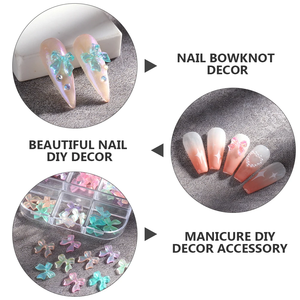 

2 Boxes Nail DIY Bowknot Decor Exquisite Manicure Accessories for Girls Fashionable Small Nail Art Decoration Set
