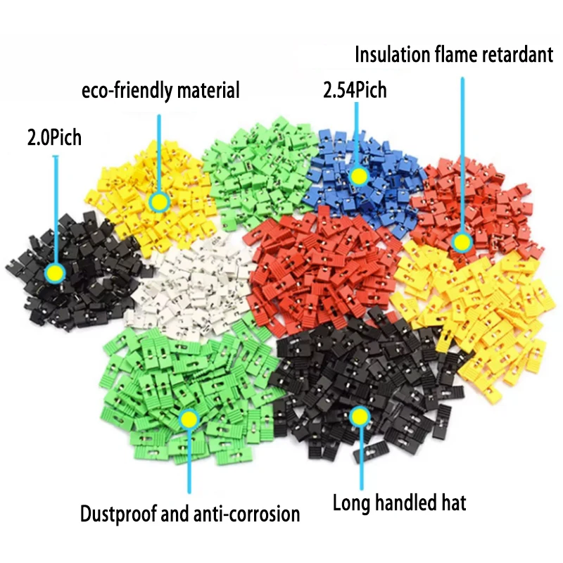 50-100PCS Jumper Cap Connectors 2.54mm/2.0MM/1.27MM Pitch Pin Header Connector Long Type Jumper Plug Cover DIY Repair Parts