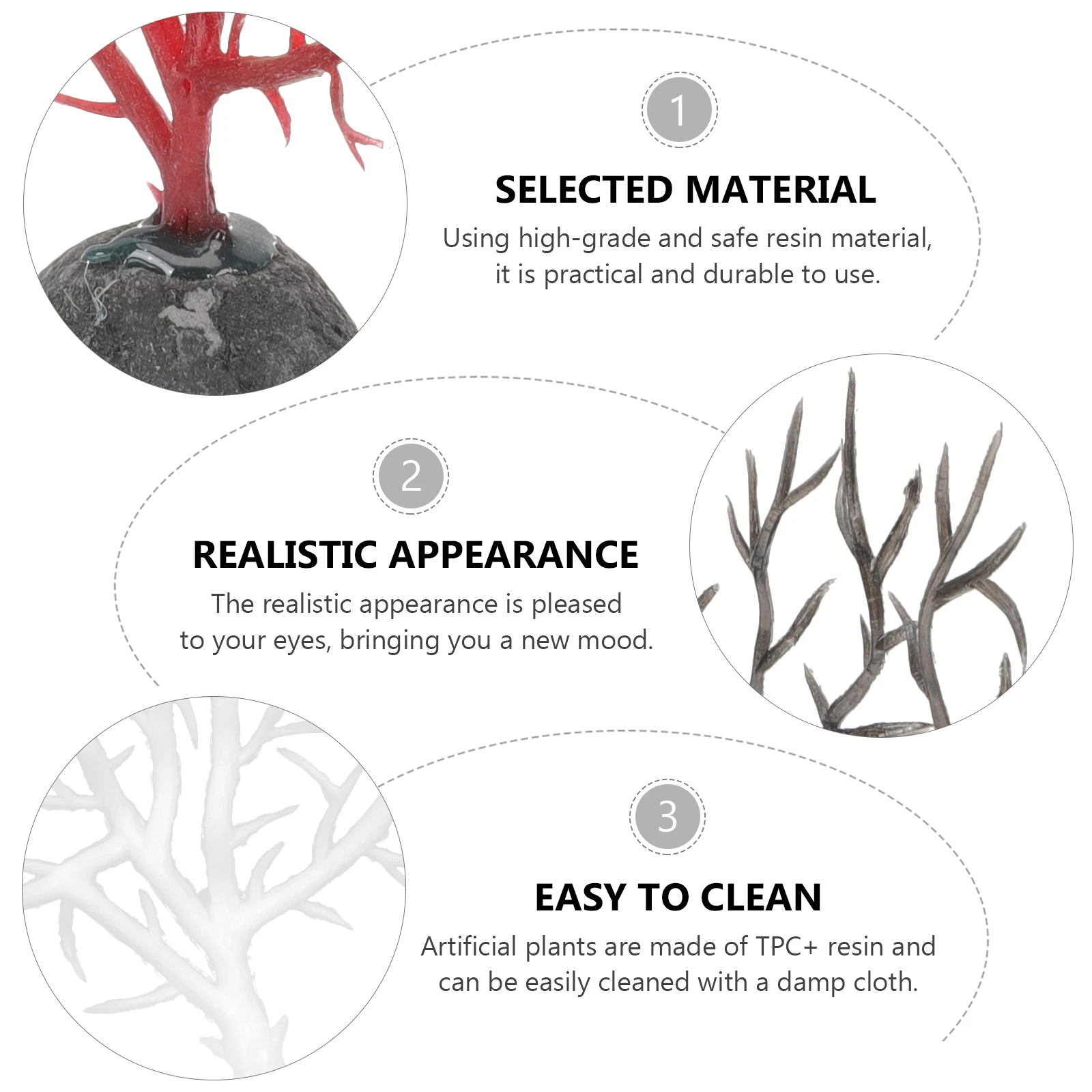 

5Pcs Simulation Coral Tree Decor Resin Aquarium Ornament Fish Tank Landscaping Adornment Realistic Underwater Craft