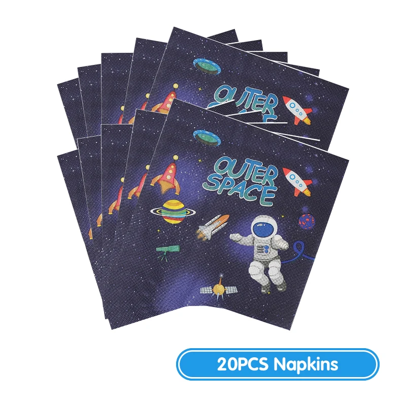 Neue Astronauten-Geburtstagsparty-Dekoration, schwarze Weltraum-Astronauten-Teller, Servietten, Becher, Tischdecke, Hintergrund, Party-Geschenke, Kindergeburtstag – Detail 10