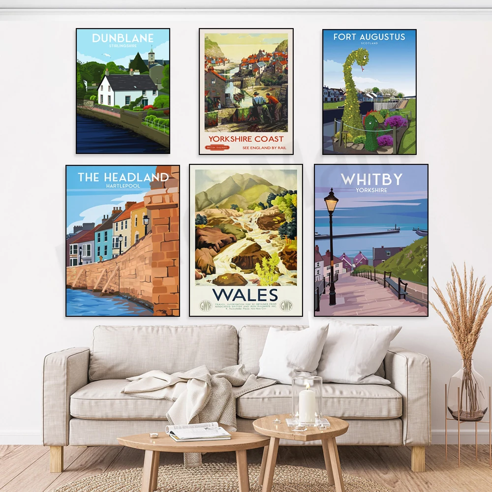 Fort Augustus, Dysart, Stirlingshire - River Allen, Loch Lubnaig, Wales, Hartlepool, Charleston, Moray Firth travel poster