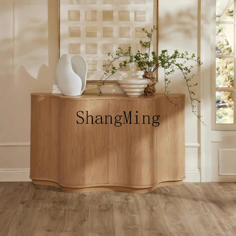 

SM medieval solid wood dining side cabinet retro living room home creative curved storage locker