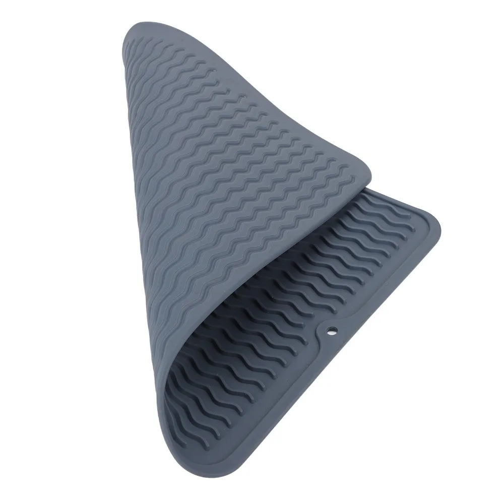 Multi color Water Proof Square Placemat Heat Insulated Oil Resist Dining Pad Wave Groove Rubber Meal Cushion Cup Drying