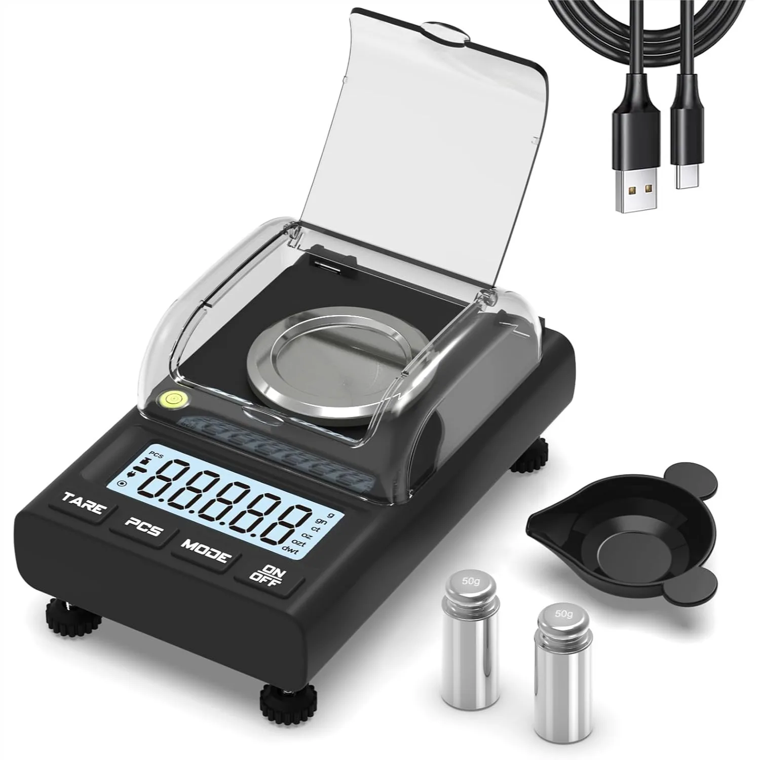 

High Precision Milligram Scale 100g X 0.001g With 50g Calibration Weight For Powder Reloading And Jewelry