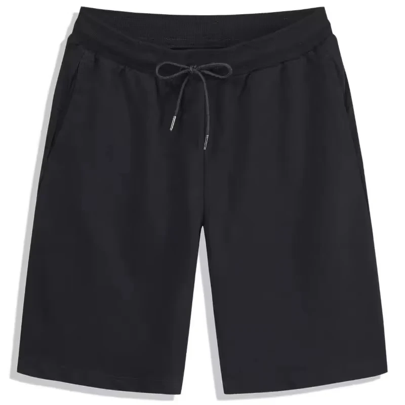 Pantalones cortos lisos de verano para hombre, pantalones cortos elásticos con cordón, pantalones cortos holgados para Fitness, deportes transpirables, traje de algodón de 5 piezas, pantalones casuales
