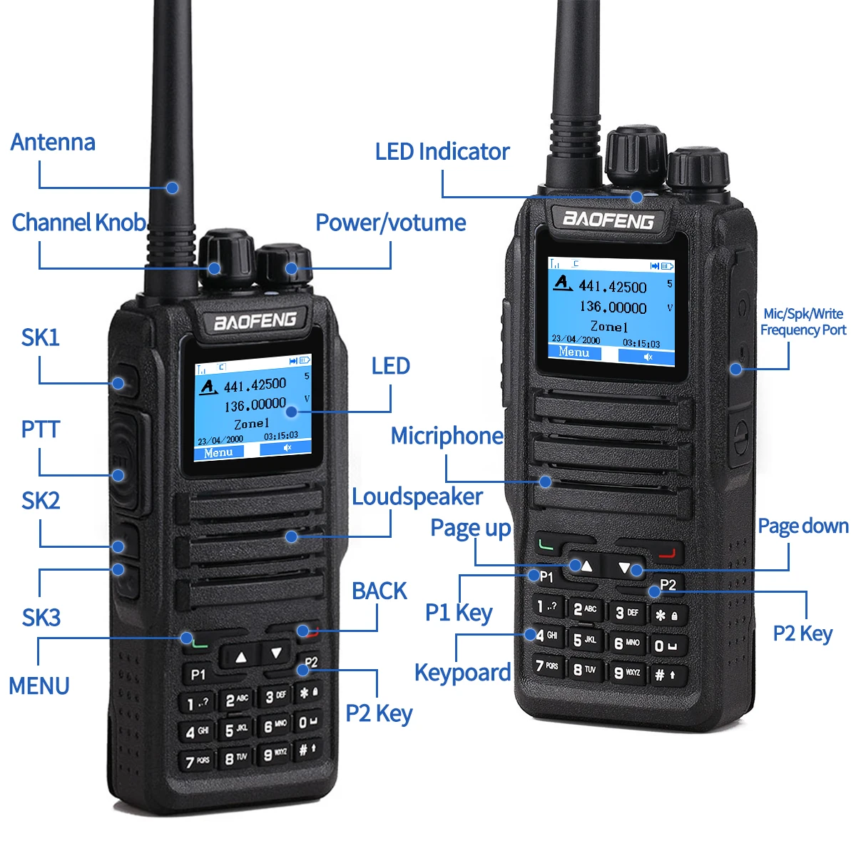 Baofeng DMR DM 1701 جهاز اتصال لاسلكي رقمي وضع مزدوج تناظري اتجاهين راديو مفتوح GD77 فتحة زمنية مزدوجة الطبقة 1 + 2 راديو لحم الخنزير DR 1801