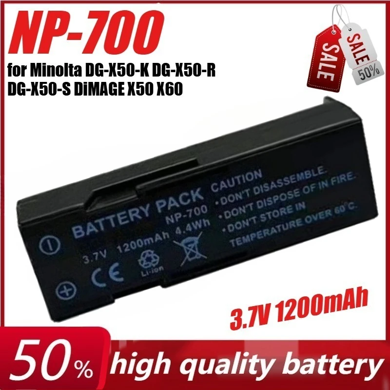 

3.7V 1200mAh NP-700 Battery for Minolta DG-X50-K DG-X50-R DG-X50-S DiMAGE X50 X60 Camera