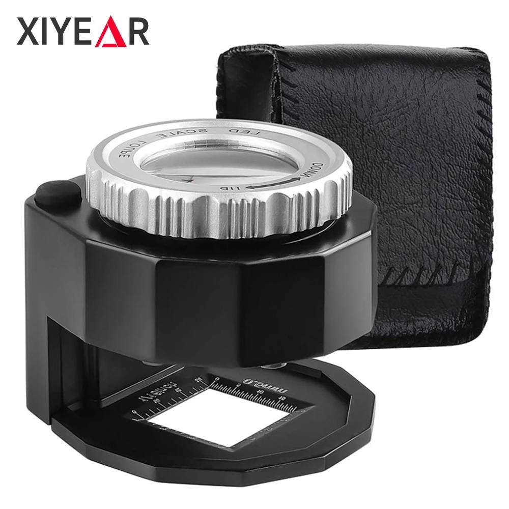 30X Loupe Magnifier With 6 Light Desktop Portable Metal Magnifier Folding Scale Sewing Magnifing Glass For Optical Jewelry Tool