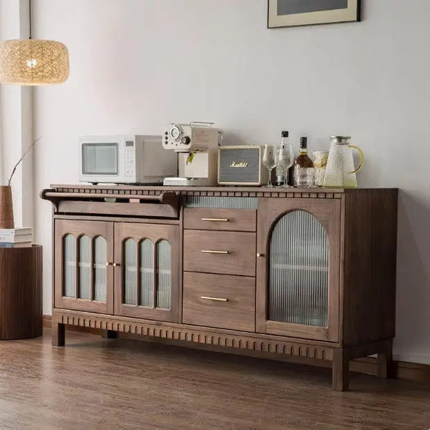 

Тумба-буфет для столовой цвета орех, массив дерева, в ретро-стиле, с ящиками, шкаф для хранения