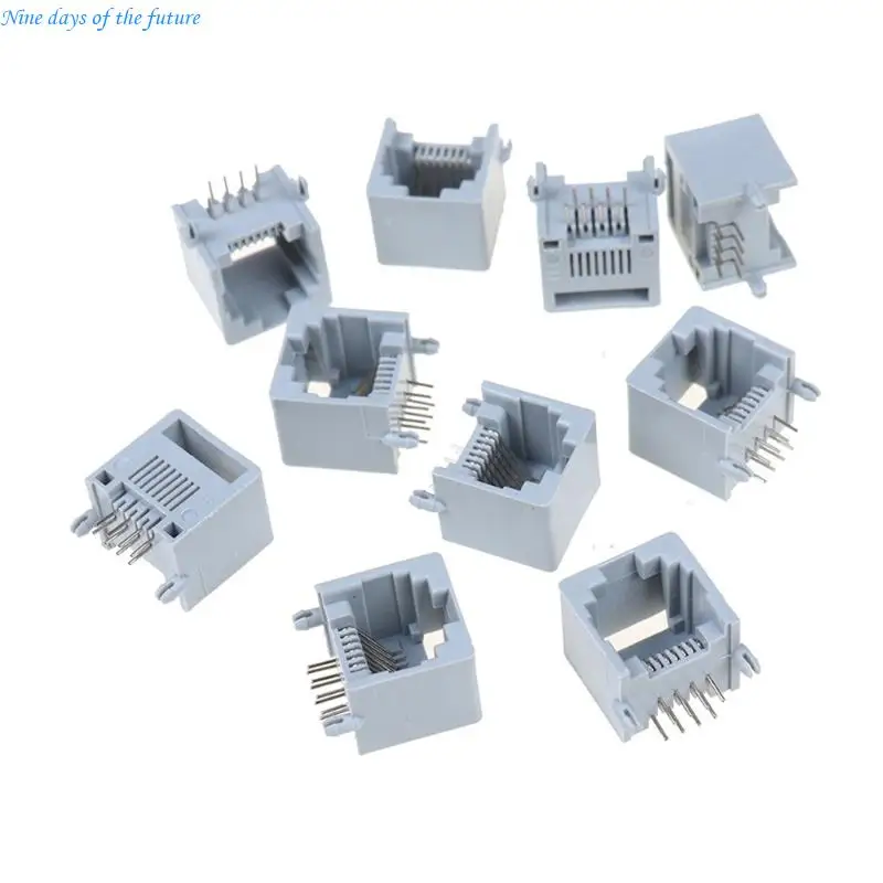 10Pcs RJ11 RJ45 Modular Connectors 8P8C Female Outlet For Home Networking Connection Phone Outlet Accessories E65A