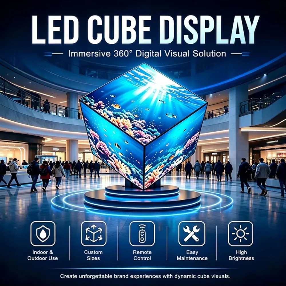 P1.53 P1.86 P2 P2.5 UHD Cabinet Panel SMD Indoor LED Screen 3D Magic Cube Display for Shopping Mall Creativity Advertising