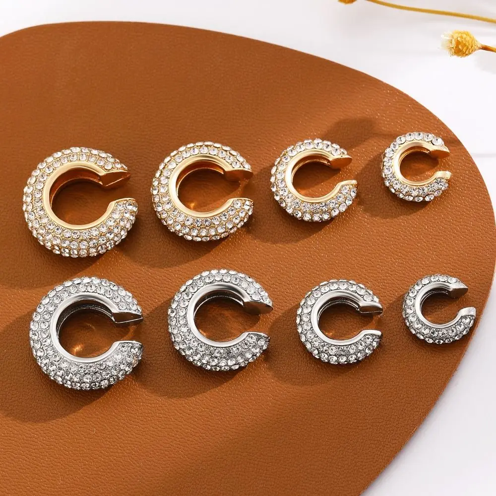 Vintage Copper C Shape Ear Cuff Golded Crystal No Piercing Earrings Minimalism Irregular Shape Gold Jewelry Wear