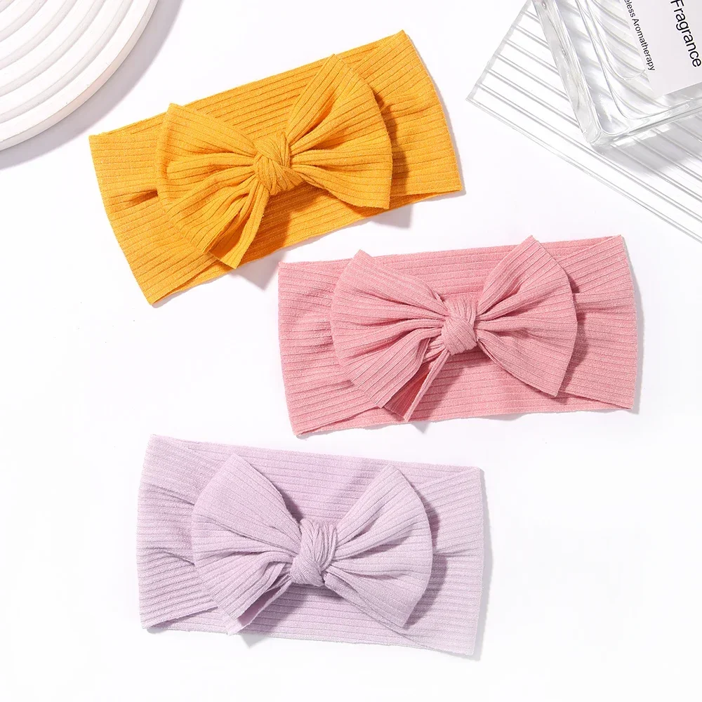 1PC Soft Knit Baby Headband Rib Bow Elastic Soft Newborn Headbands for Babe Girl Children Turban Infant Hair Accessories