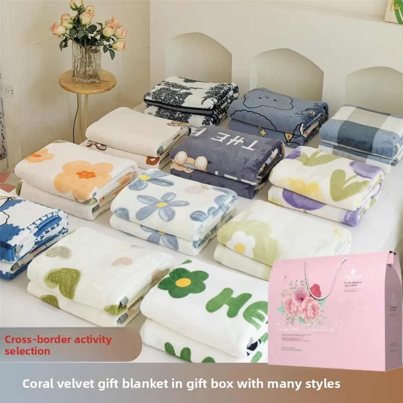 

Thickened Flannel Blanket Milk Velvet Print Blanket for Nap Winter Special Use Opening Ceremony Sofa Cover Blanket