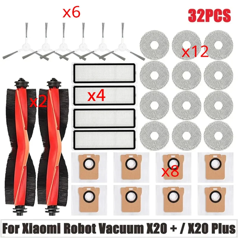 A85I-для робота-пылесоса Xiaomi X10 X20 +/X10 Plus X20 Plus запасные части аксессуары основная боковая щетка швабра тканевый мешок для пыли фильтр