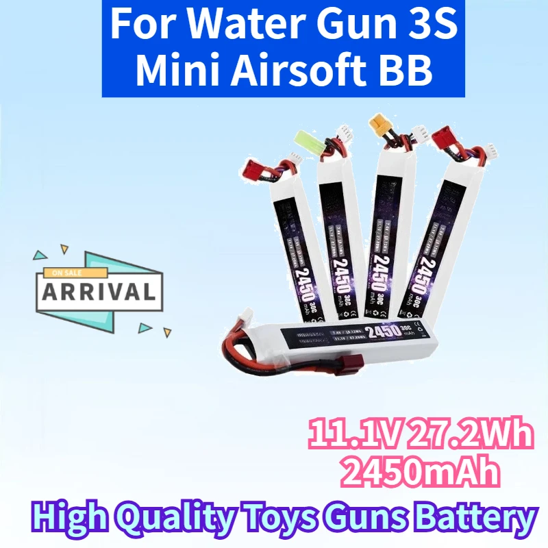 11.1V 27.2Wh 2450mAh 30C Lipo Battery for Water Gun 3S Mini Airsoft BB Air Pistol Electric Toys Guns Part Rechargeable Battery