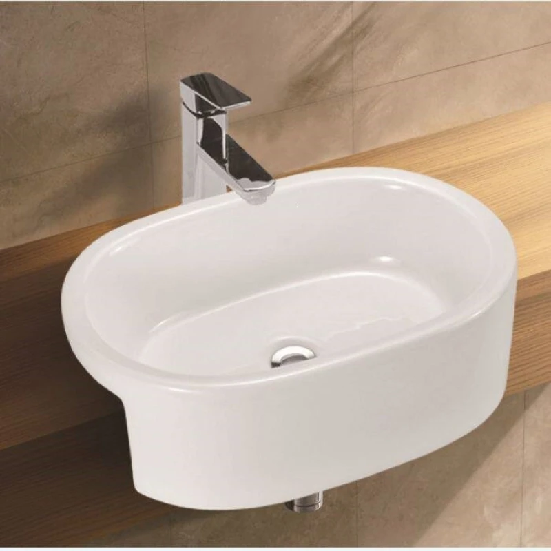Home Hotel Hotel Oval Semi-Embedded Art Stage Face Wash Basin Wash Sink Semi-Hanging Basin