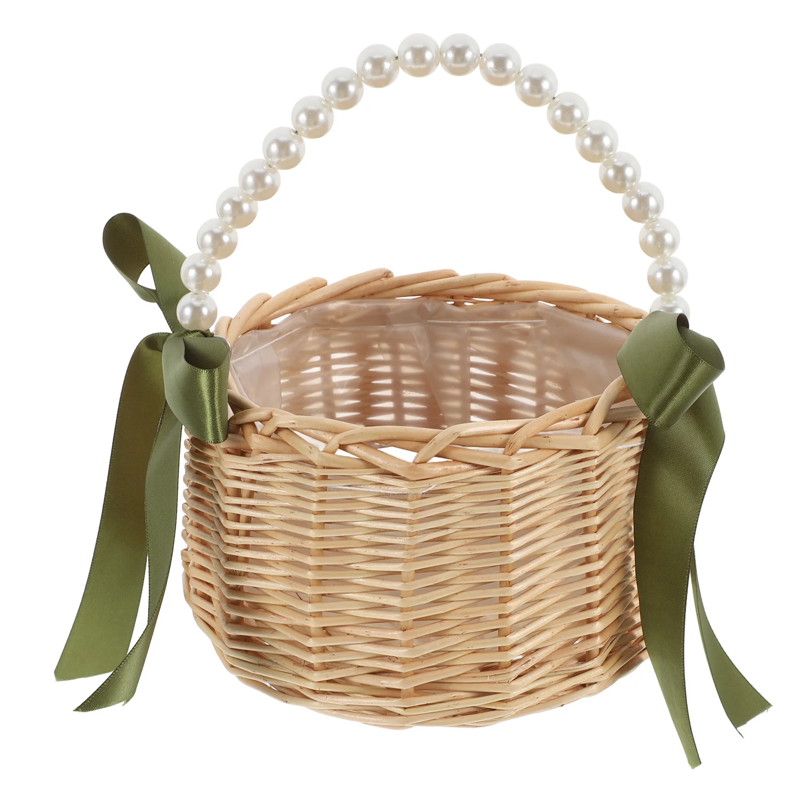 

Small Handheld Wicker Flower Basket Sturdy Handle for Flower Wedding Petal Scattering Romantic Event Accessory