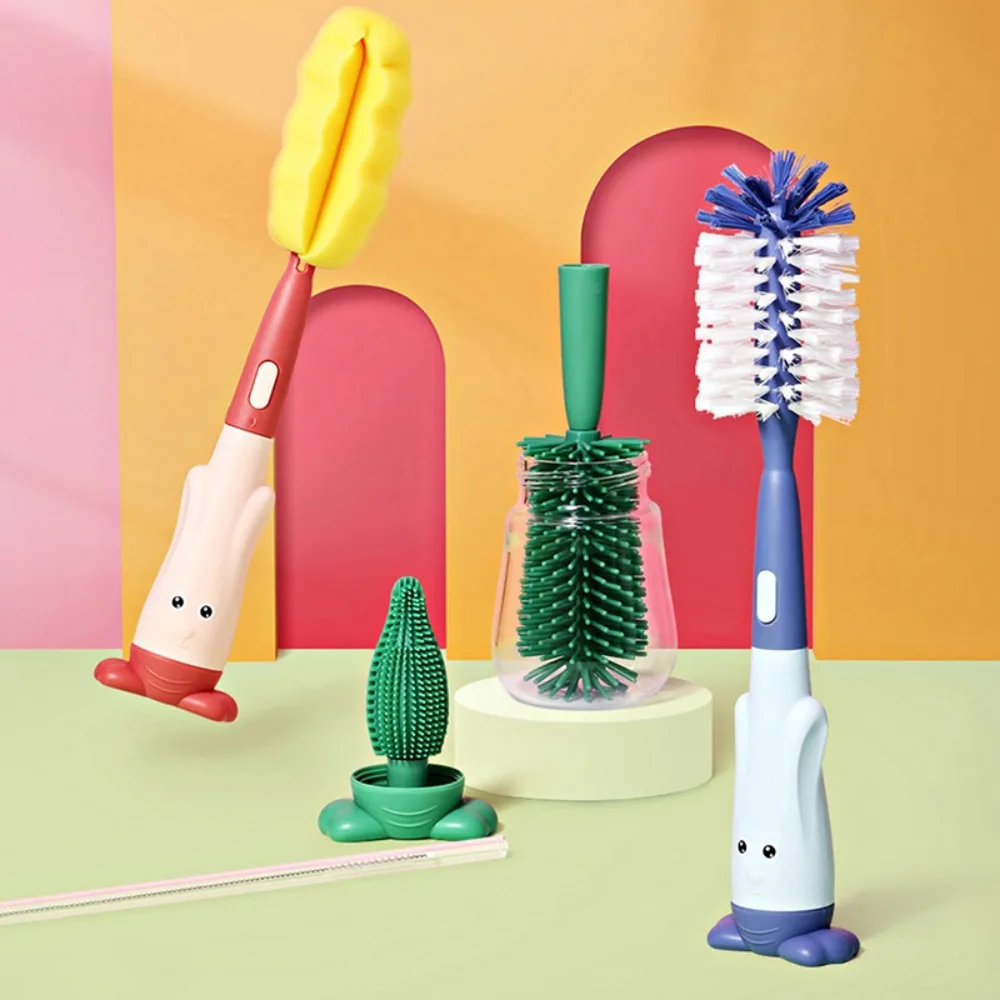 Milk Bottle Brush Three In One Pacifier Bottle Brush Set Cleaning Brushes Milk Bottle Brush Baby Silicone Cup Nipple