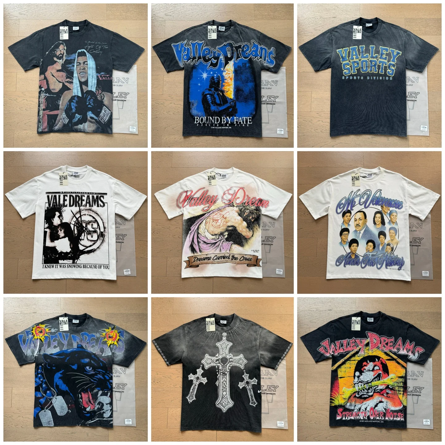 Retro Washed Street Style Short Sleeve T-Shirt with Heat Pressed Brick Print Loose Casual Top for Men And Women