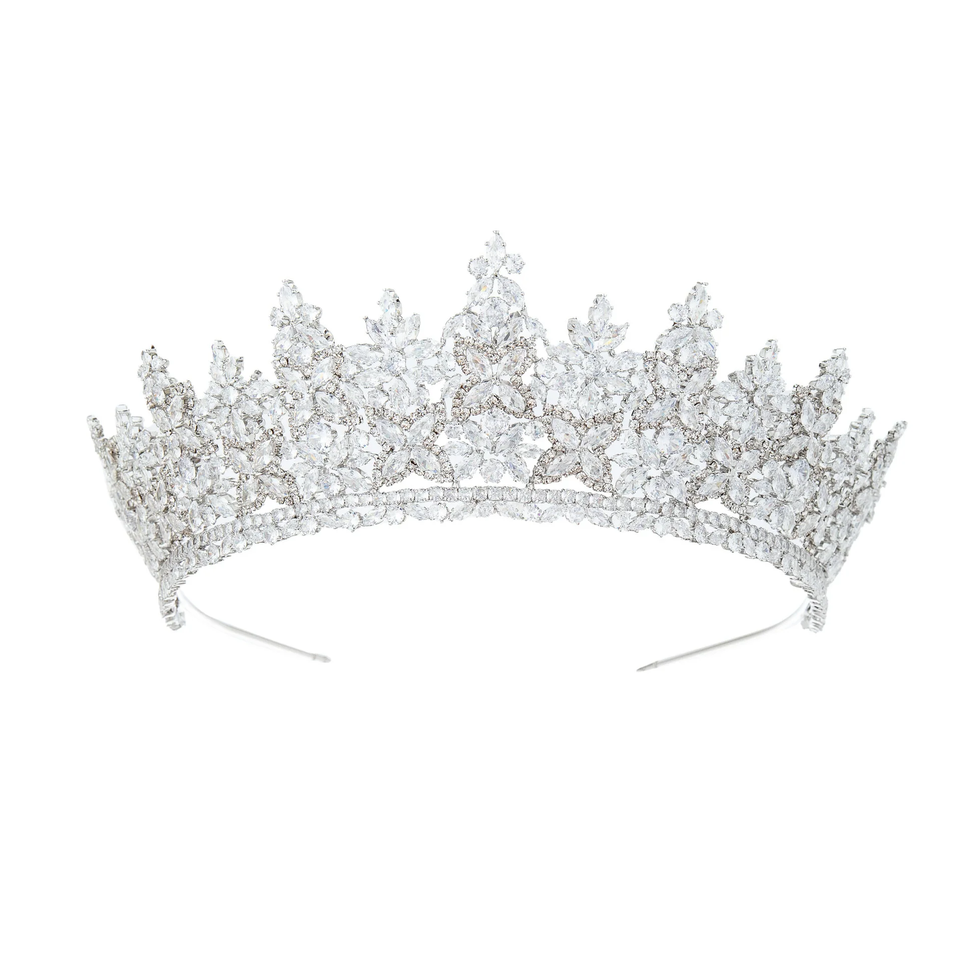 

Cubic Zirconia Bridal Crown Wedding Headpiece CZ Big Queen Bridal Tiaras Crowns For Women Pageant Party Hair Jewelry Headdress