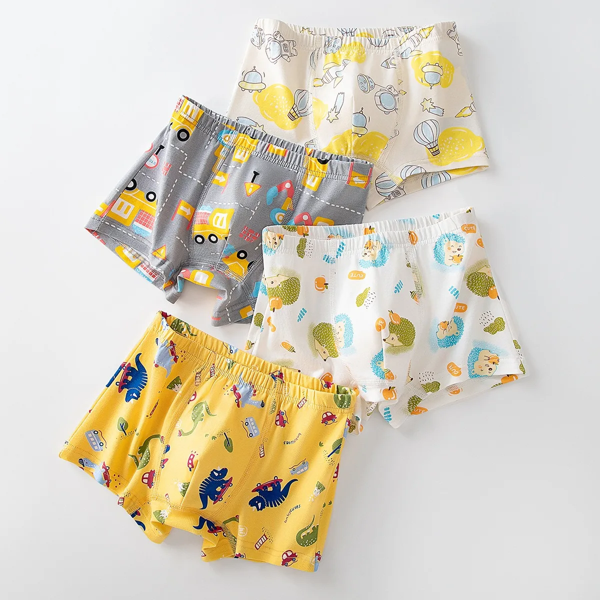 Random 4/8 Pcs/lot Cotton Boys Boxers Children's Underwear Shark Dinosaur Excavator Various Cartoon Printed Boys Boxer Shorts