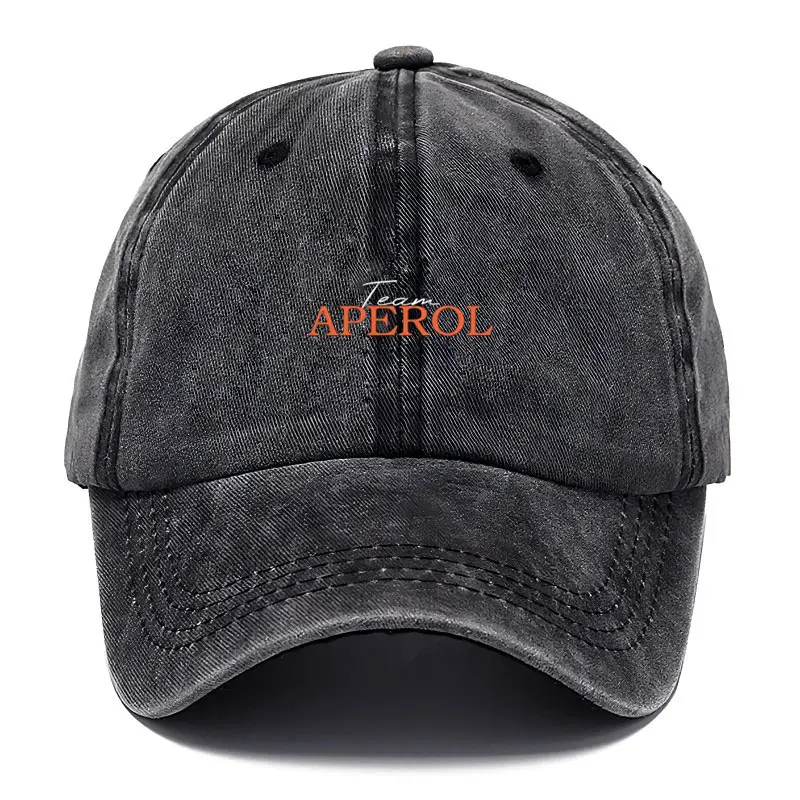 Team Aperol Vintage Washed Baseball Cap Retro Distressed Cotton Hat Unisex Adjustable Snapback for Group Party Sports Friends